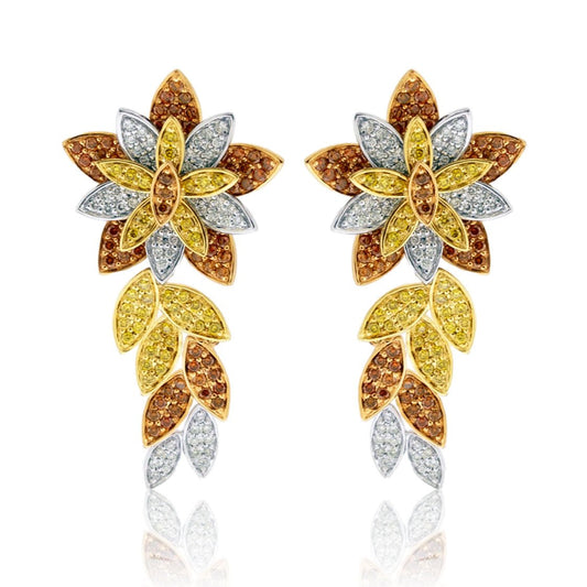 Brown, Yellow, and White Diamond Dangle Earrings - Park City Jewelers