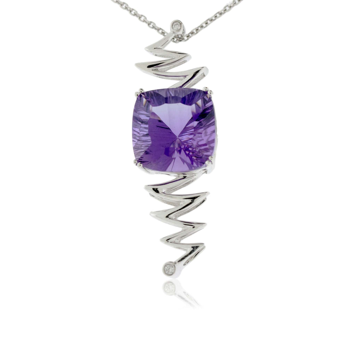 Carved Amethyst and Diamond Geometric Pendant - Park City Jewelers