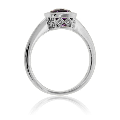 Checkerboard Amethyst Bezel Style Ring - Park City Jewelers