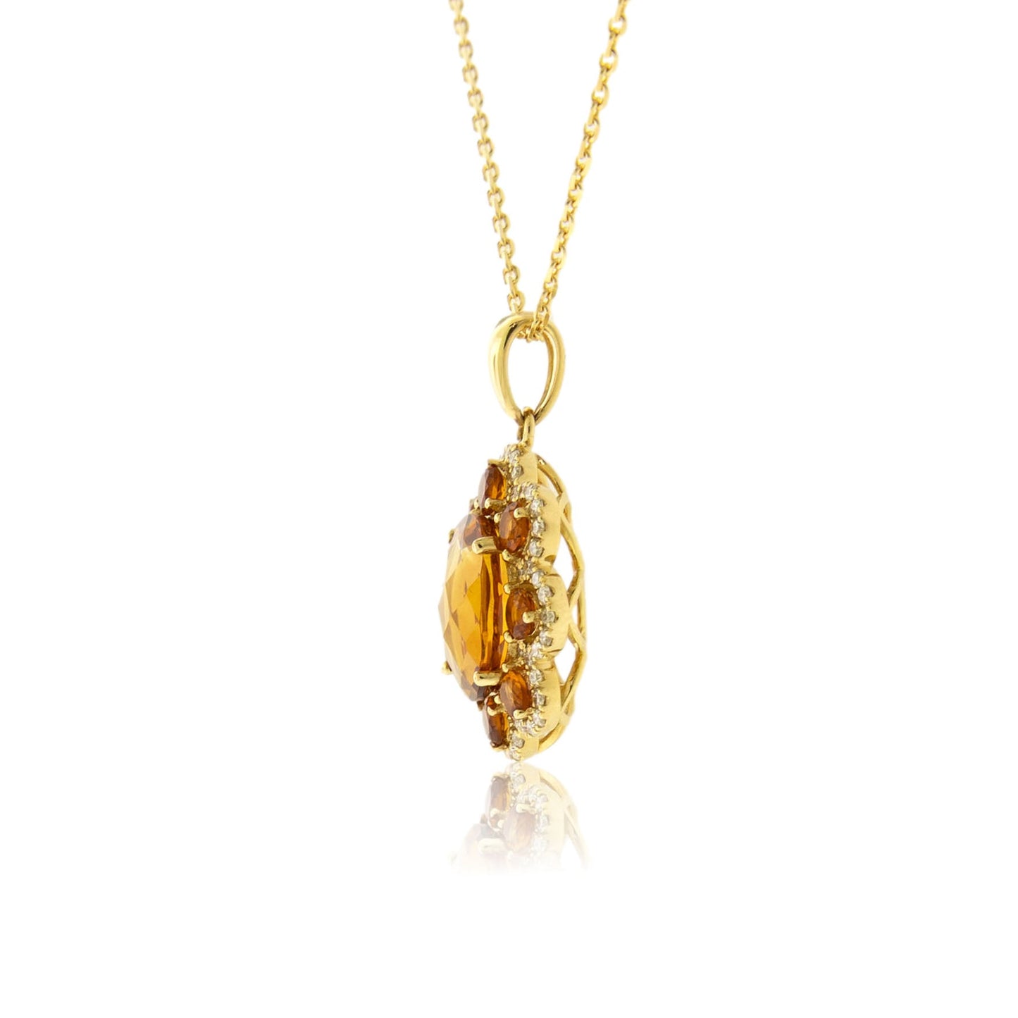 Citrine & Diamond Accented Pendant w/Chain - Park City Jewelers