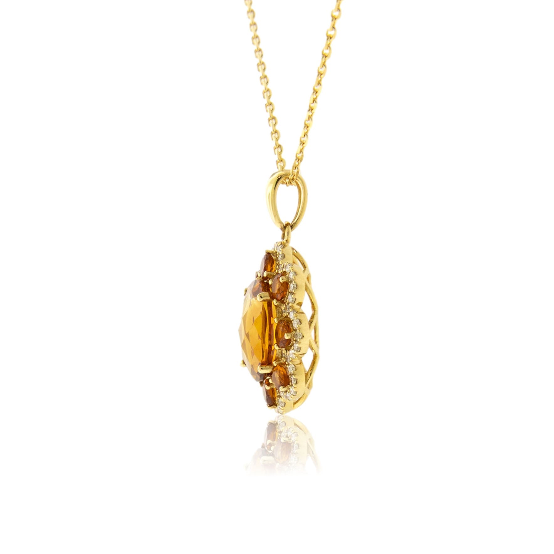 Citrine & Diamond Accented Pendant w/Chain - Park City Jewelers