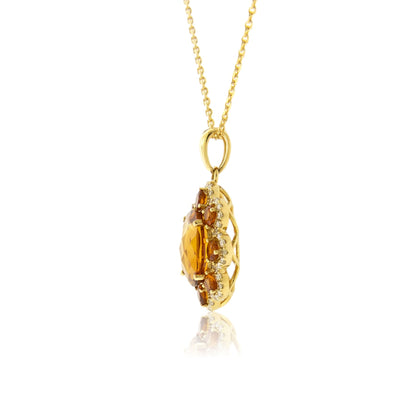 Citrine & Diamond Accented Pendant w/Chain - Park City Jewelers