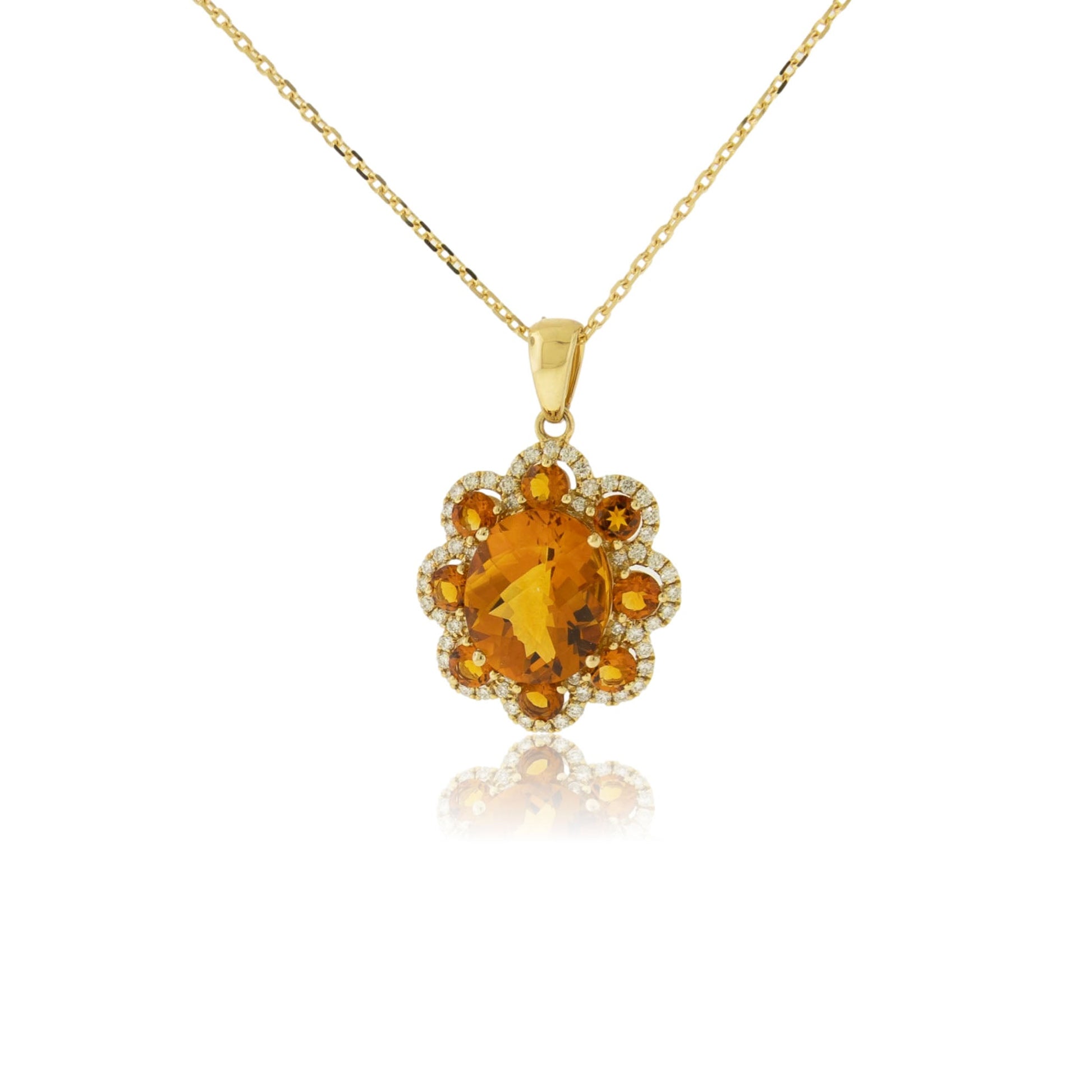Citrine & Diamond Accented Pendant w/Chain - Park City Jewelers