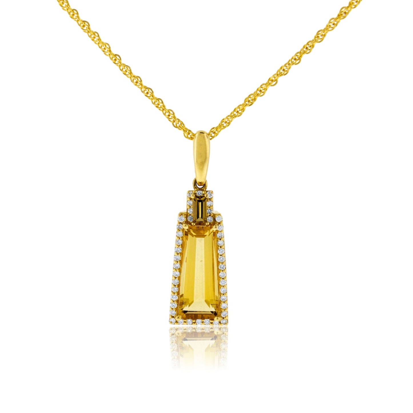 Citrine & Diamond Pendant w/Chain - Park City Jewelers