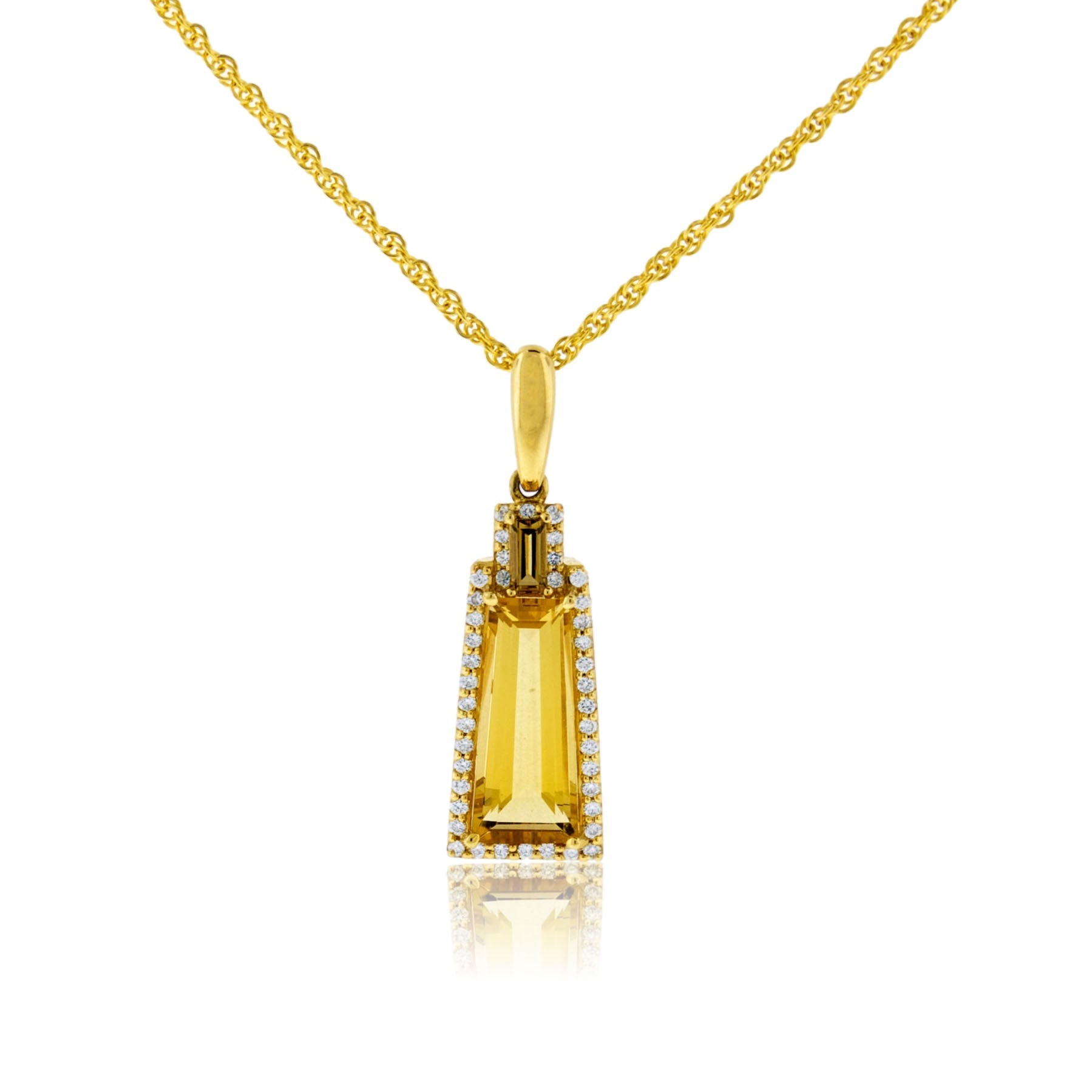 Citrine & Diamond Pendant w/Chain - Park City Jewelers