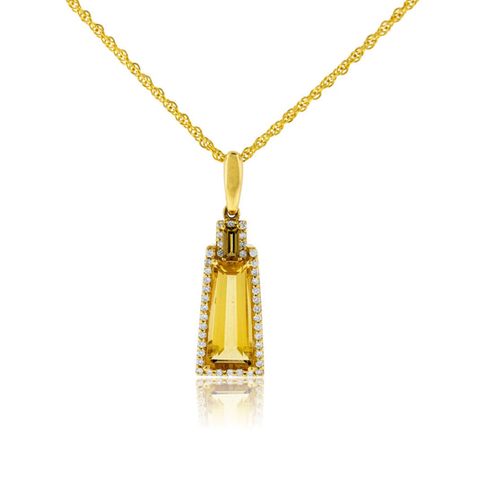Citrine & Diamond Pendant w/Chain - Park City Jewelers