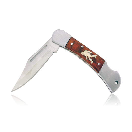 Coca Bola Wood Inlay Knife with Sterling Silver Bear Paw Inlay - Park City Jewelers