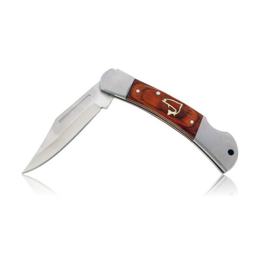 Coca Bola Wood Inlay Knife with Sterling Silver Bear Paw Inlay - Park City Jewelers
