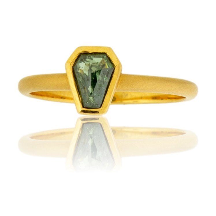 Colored Diamond Coffin Solitaire Bezel Ring - Park City Jewelers