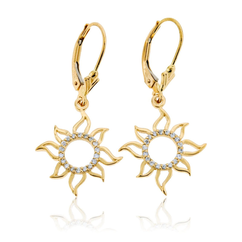 Dangle Sun Outline Diamond Earrings - Park City Jewelers