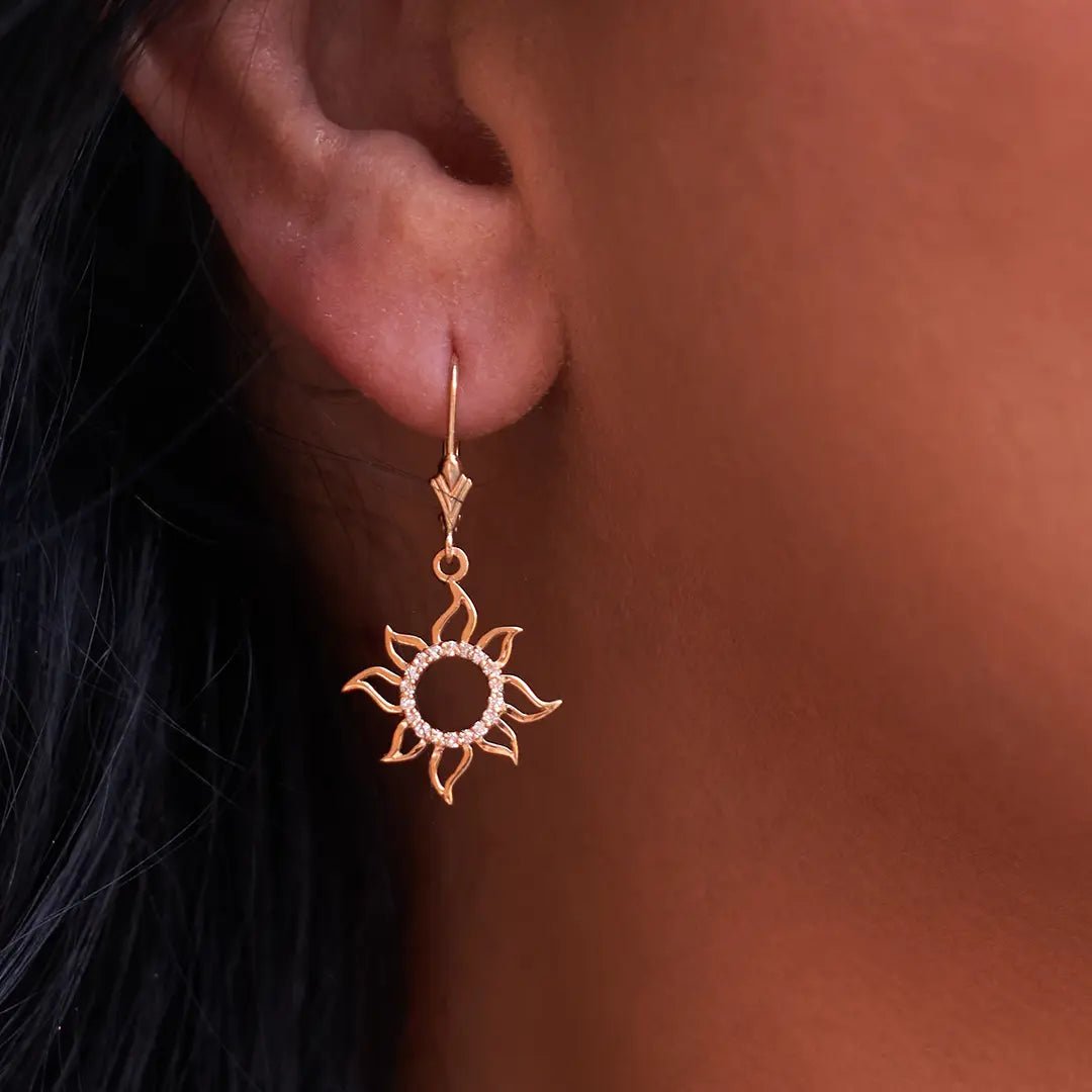 Dangle Sun Outline Diamond Earrings - Park City Jewelers