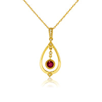 Dangling Ruby Tear Drop Diamond Pendant - Park City Jewelers