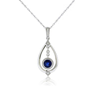 Dangling Sapphire Tear Drop Diamond Pendant - Park City Jewelers