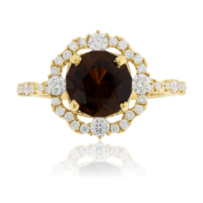 Desert Flame Topaz and Diamond Halo Ring - Park City Jewelers
