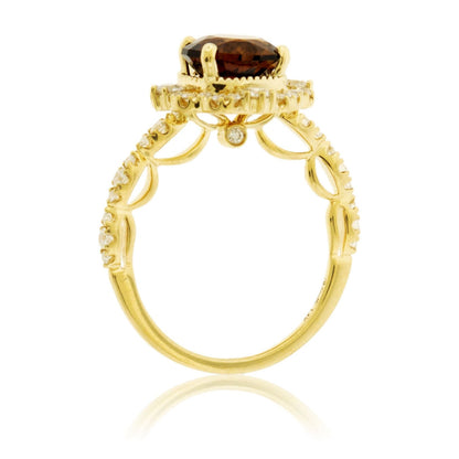 Desert Flame Topaz and Diamond Halo Ring - Park City Jewelers
