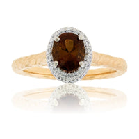 Desert Flame Topaz and Diamond Halo Ring - Park City Jewelers