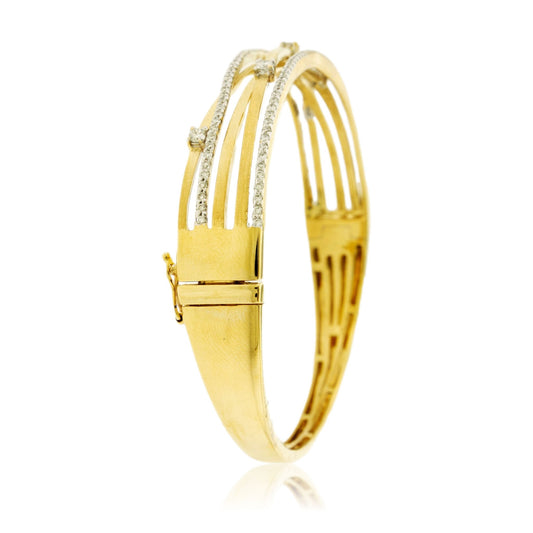 Diamond Accented Gold Bangle Bracelet - Park City Jewelers