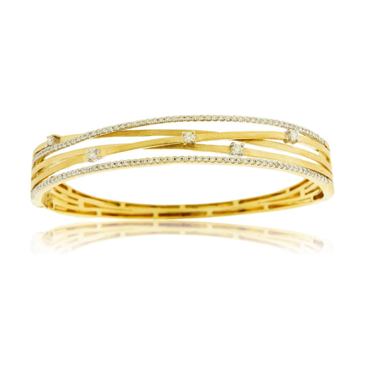 Diamond Accented Gold Bangle Bracelet - Park City Jewelers