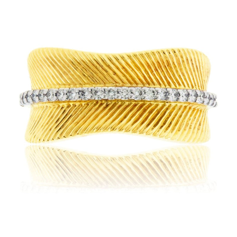 Diamond Accented & Gold Texture Band - Park City Jewelers