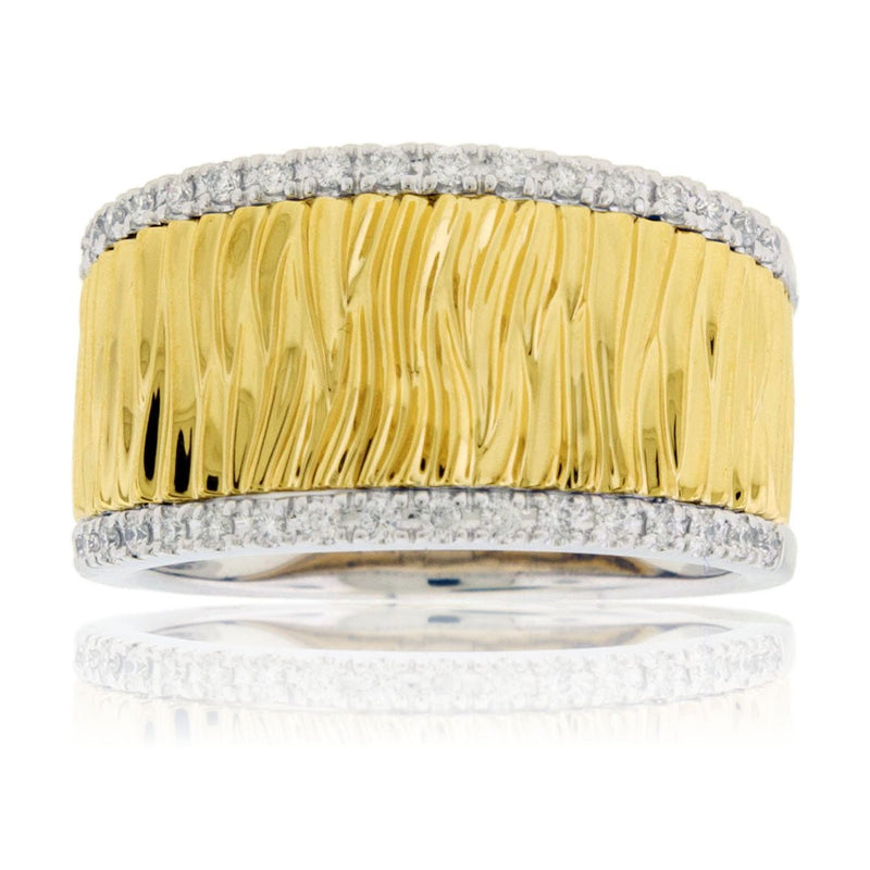 Diamond Accented & Gold Texture Band - Park City Jewelers