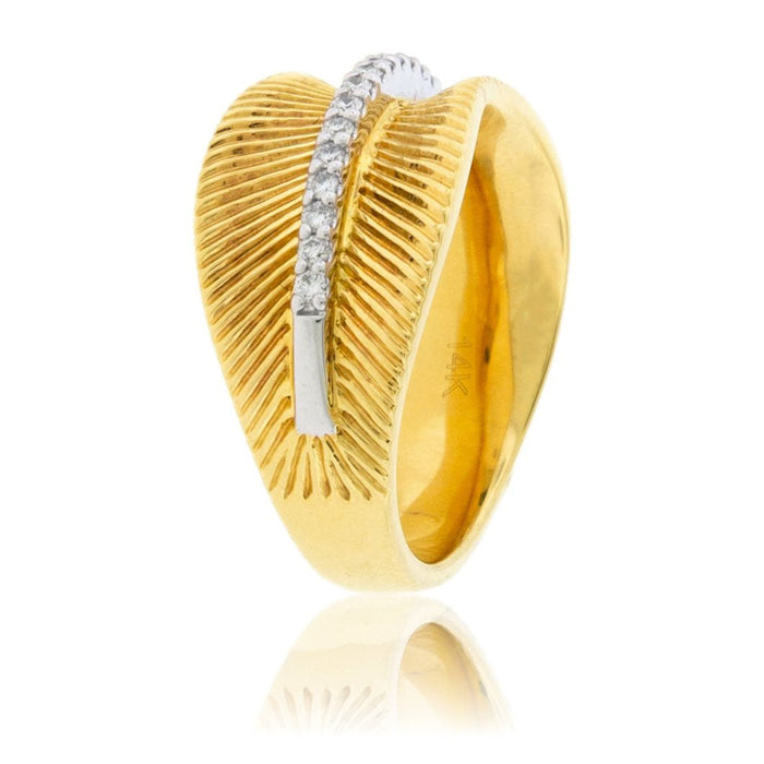 Diamond Accented & Gold Texture Band - Park City Jewelers