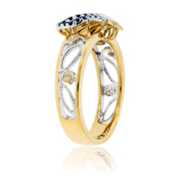 Diamond and Blue Sapphire Seashell Ring - Park City Jewelers