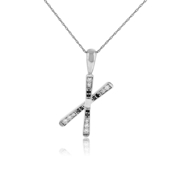 Diamond & Black Diamond Medium Size Crossed Ski Pendant - Park City Jewelers