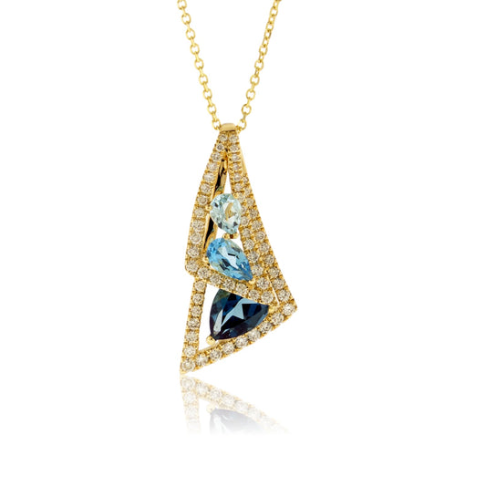 Diamond & Blue Topaz Pendant w/Chain - Park City Jewelers