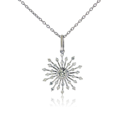 Diamond Burst Snowflake Necklace with Chain - Park City Jewelers
