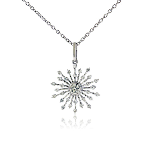 Diamond Burst Snowflake Necklace with Chain - Park City Jewelers