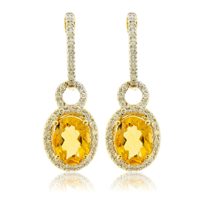 Diamond & Citrine Dangle Earrings - Park City Jewelers