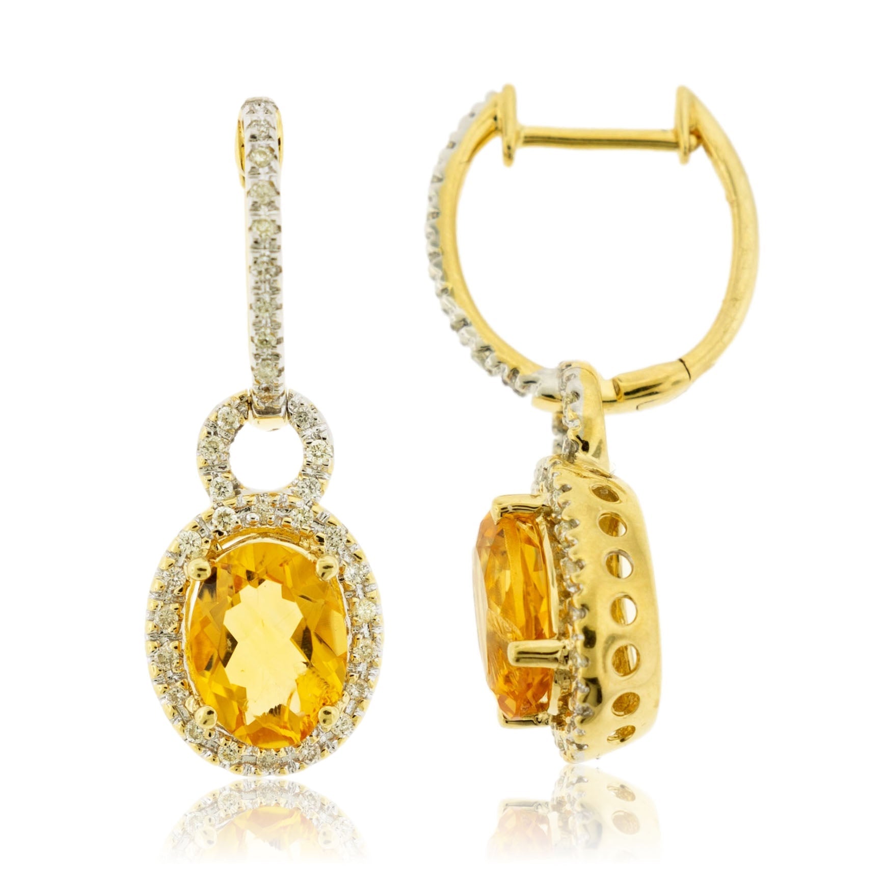 Diamond & Citrine Dangle Earrings - Park City Jewelers