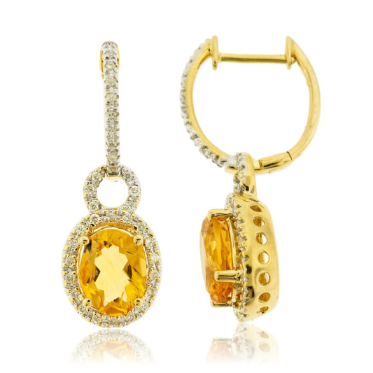 Diamond & Citrine Dangle Earrings - Park City Jewelers