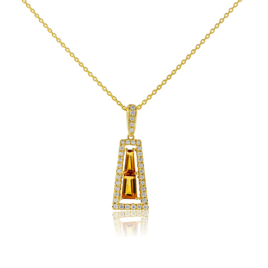 Diamond & Citrine Pendant w/Chain - Park City Jewelers