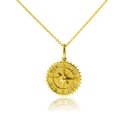 Diamond Compass Medallion Pendant with Chain - Park City Jewelers