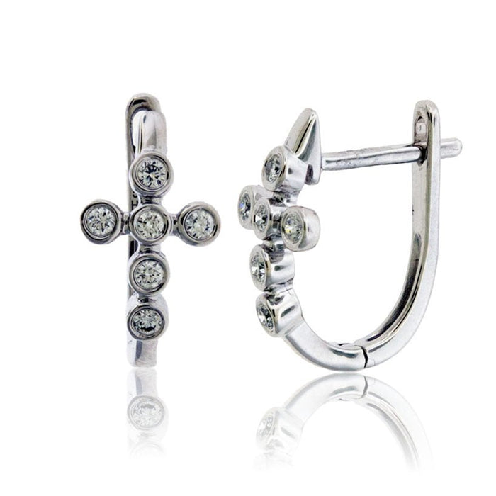 Diamond Cross Huggie Hoop Earrings - Park City Jewelers