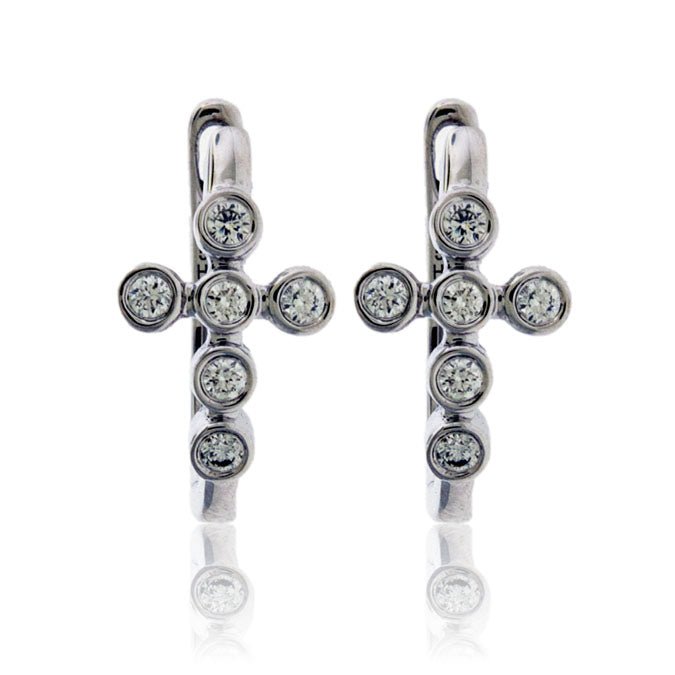 Diamond Cross Huggie Hoop Earrings - Park City Jewelers