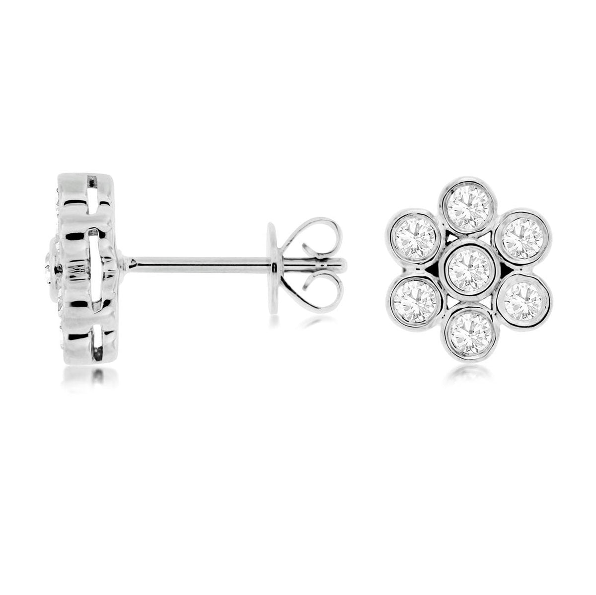 Diamond Flower Style Round Diamond Earrings - Park City Jewelers