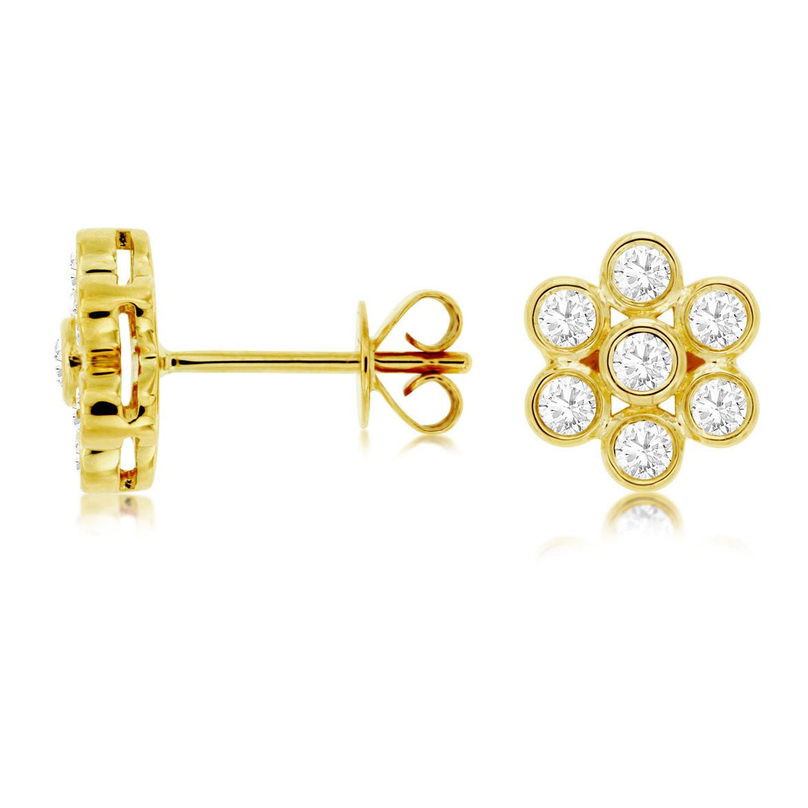 Diamond Flower Style Round Diamond Earrings - Park City Jewelers