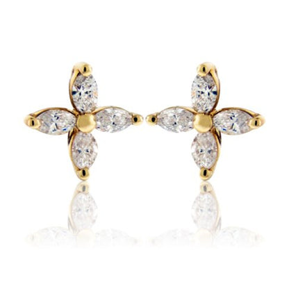 Diamond Marquise Flower Stud Earrings - Park City Jewelers