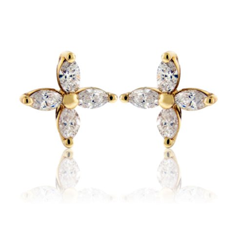 Diamond Marquise Flower Stud Earrings - Park City Jewelers