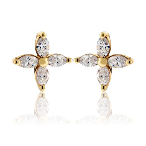 Diamond Marquise Flower Stud Earrings - Park City Jewelers