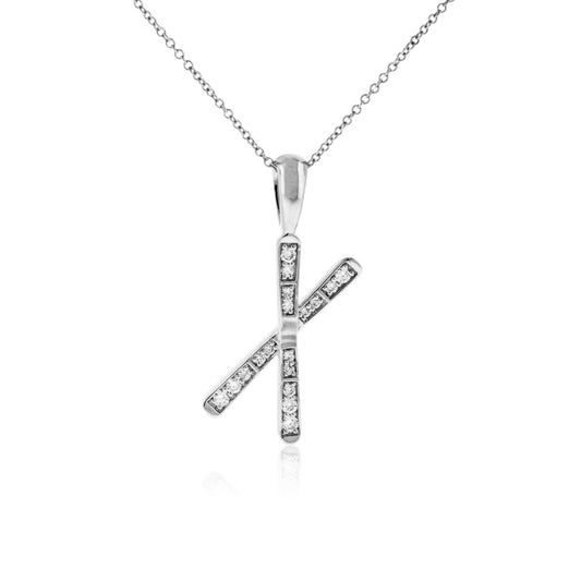 Diamond Medium Size Crossed Ski Pendant - Park City Jewelers