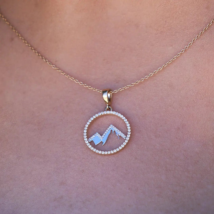 Diamond Mountain Silhouette in Circle Necklace - Park City Jewelers