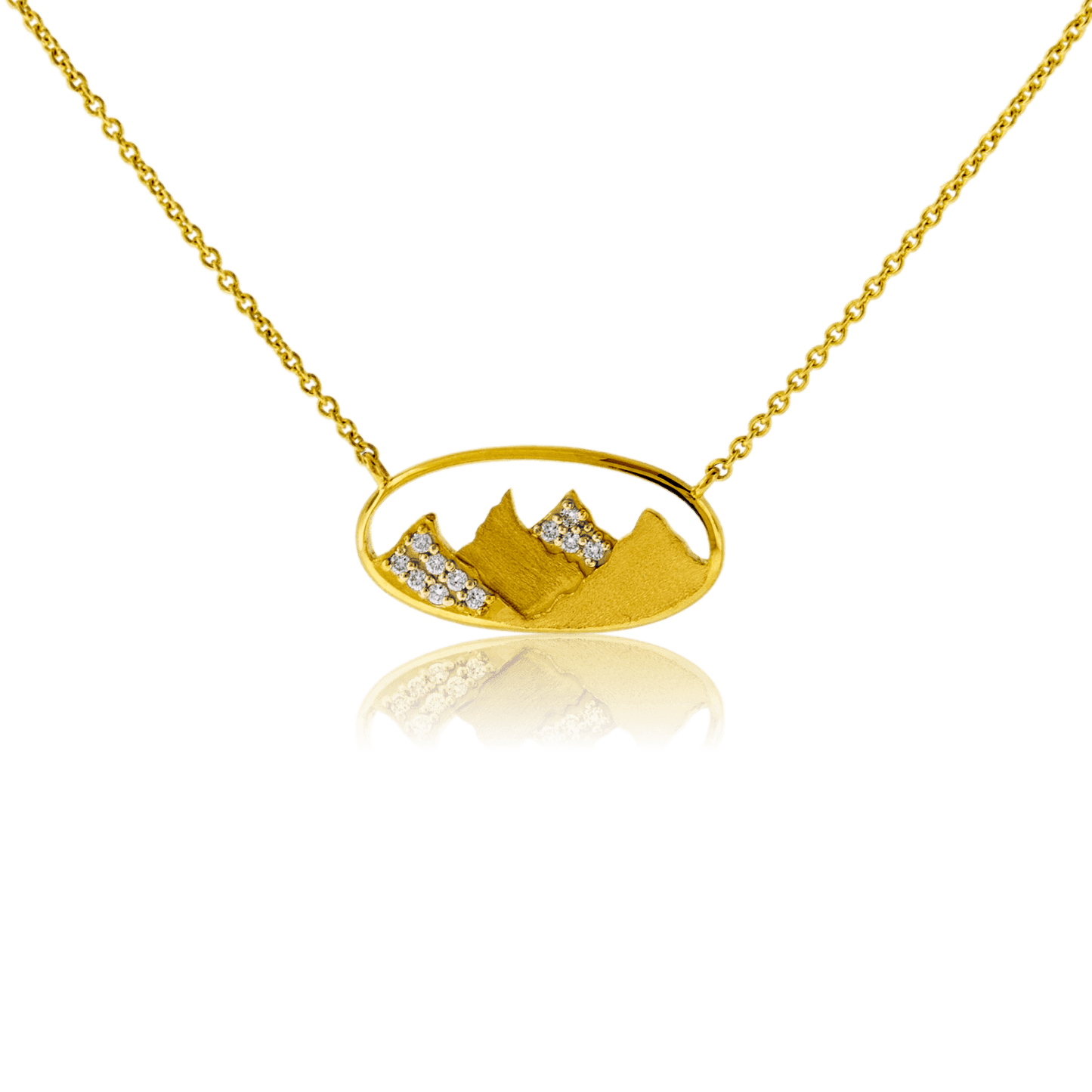 Diamond Oval Mountain Pendant - Park City Jewelers