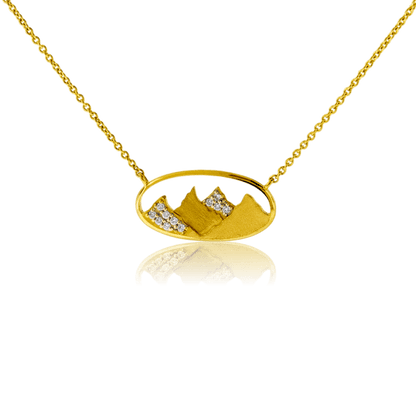 Diamond Oval Mountain Pendant - Park City Jewelers