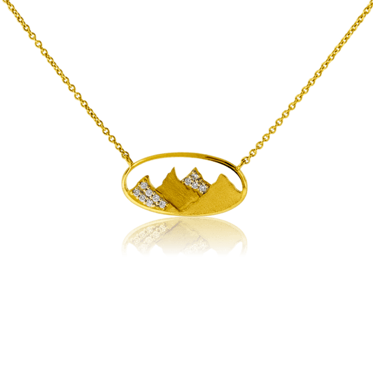Diamond Oval Mountain Pendant - Park City Jewelers