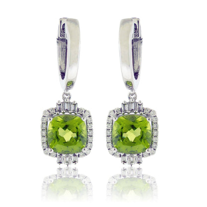 Diamond & Peridot Dangle Earrings - Park City Jewelers
