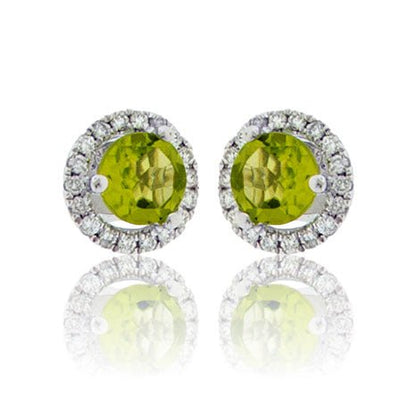 Diamond & Peridot Halo Post Earrings - Park City Jewelers