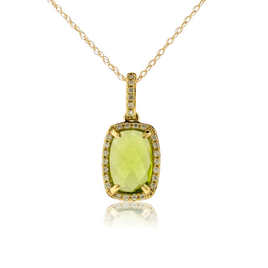 Diamond & Peridot Pendant w/Chain - Park City Jewelers
